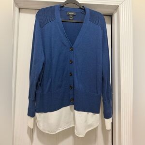 Karen Kane Blue and White Layered Cardigan